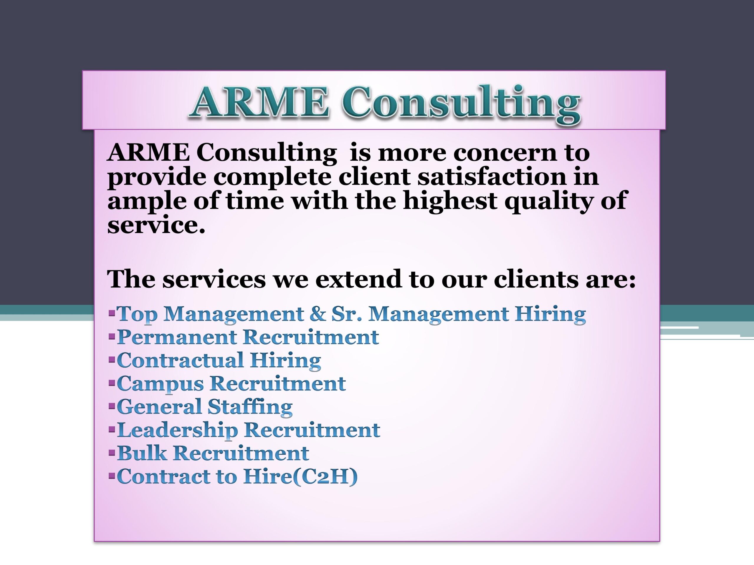 Services we provide for client.