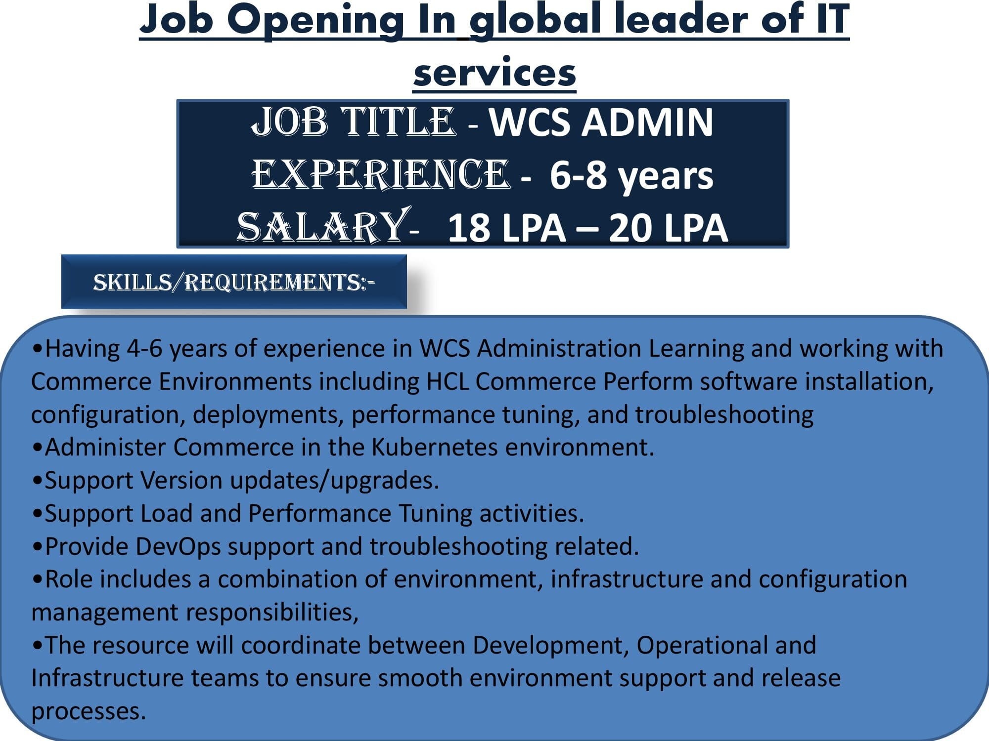 Job Opening in Global Leader of IT