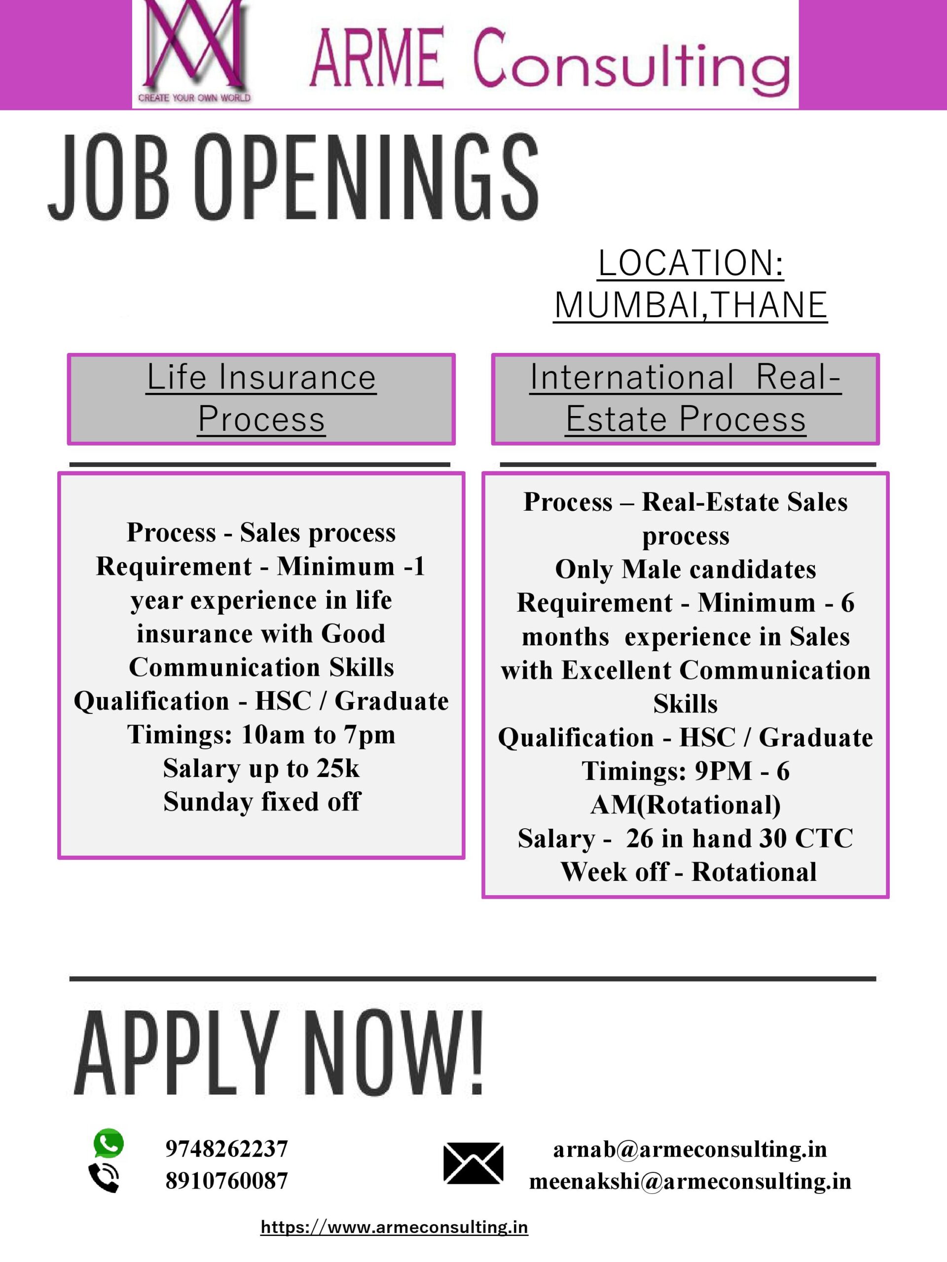 URGENT HIRING FOR FRESHER AND EXPERIENCED