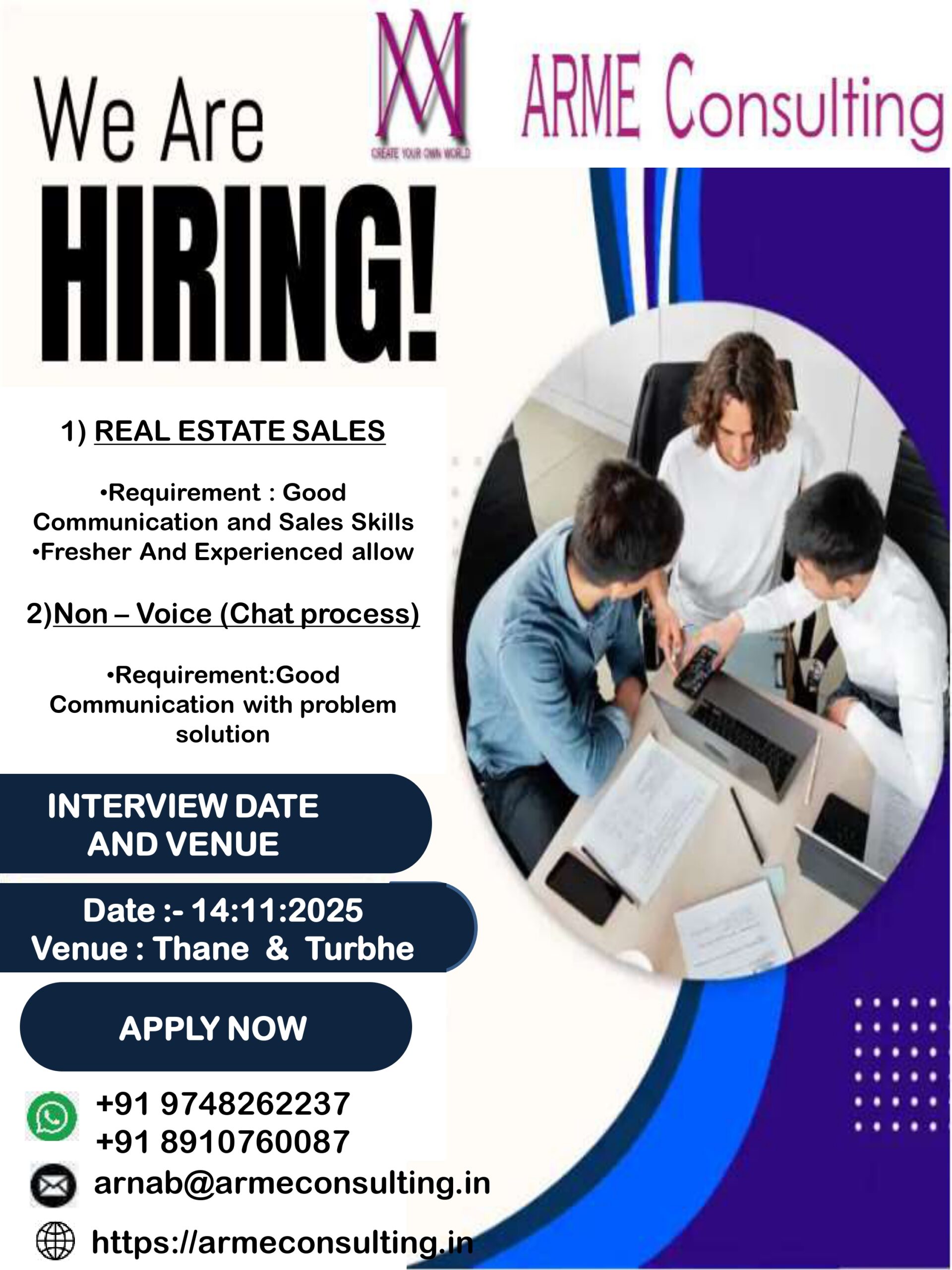 “URGENT REQUIREMENT FOR SALES AND CHAT”