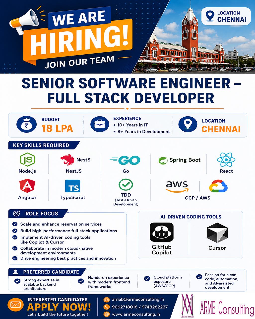 Urgent Requirement Senior Software Engineer – Full Stack Developer