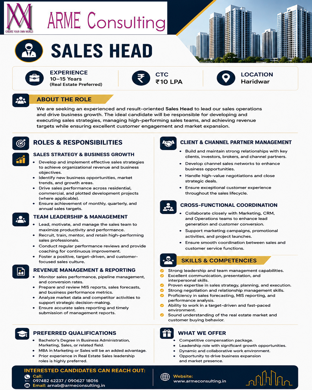 Urgent Requirement for Sales Head