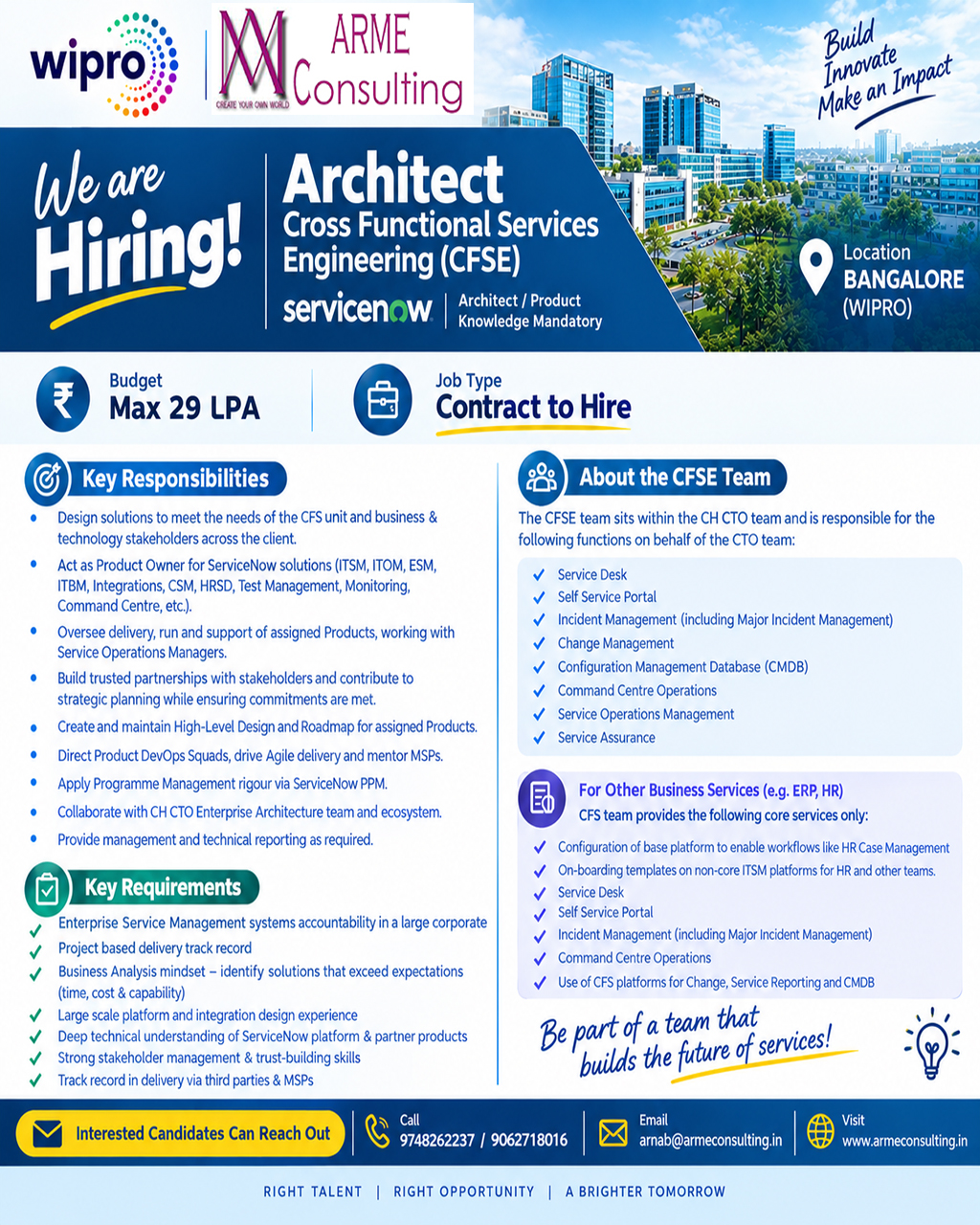 Great Opportunities in Wipro Bangalore